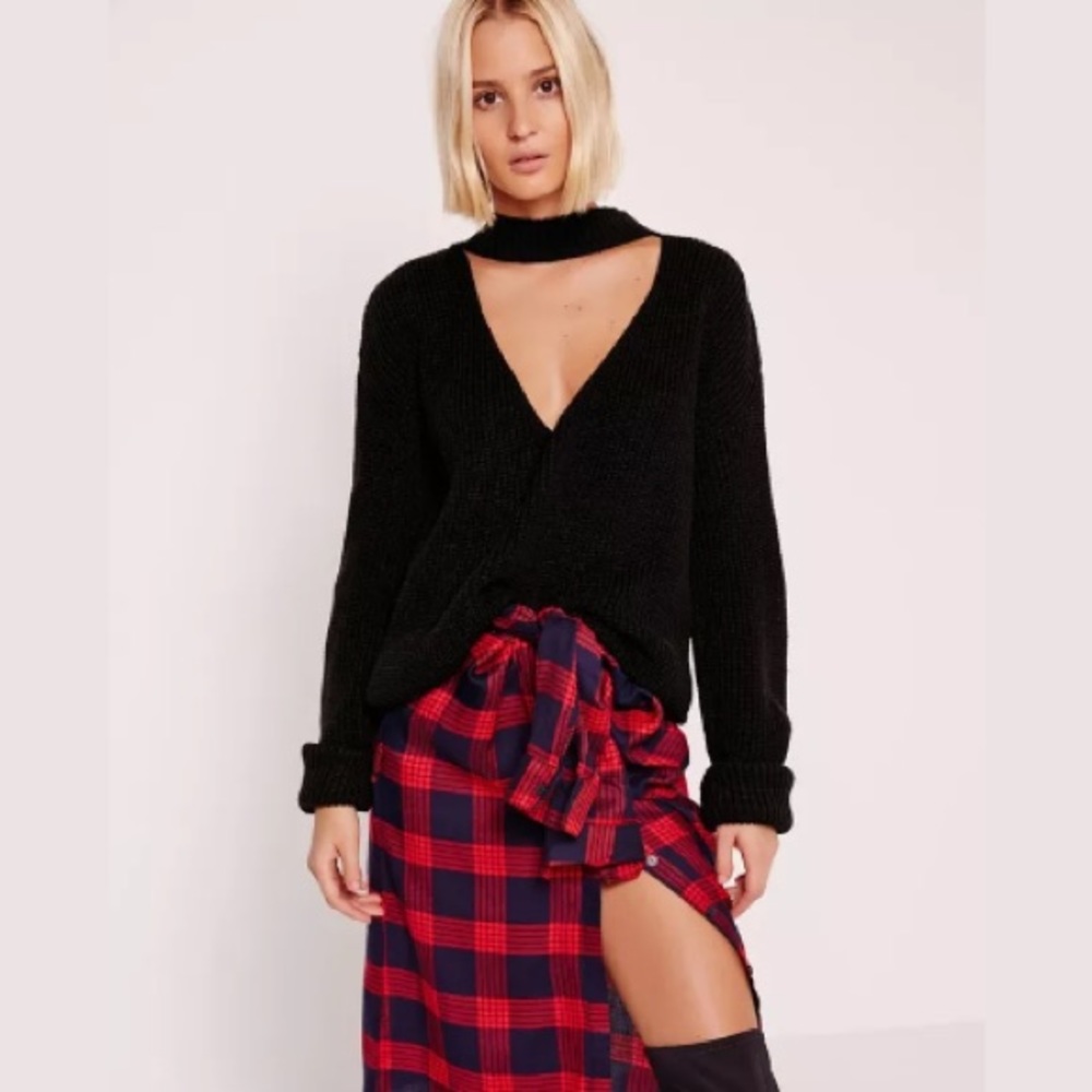 Missguided black cutout choker sweater size M/L